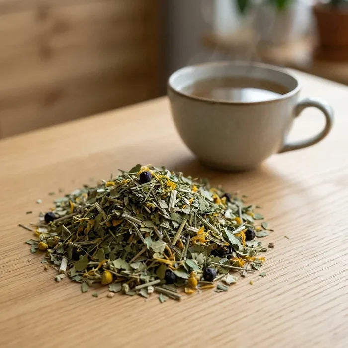 Récup'Articula - Mélange de plantes et tasse fumante